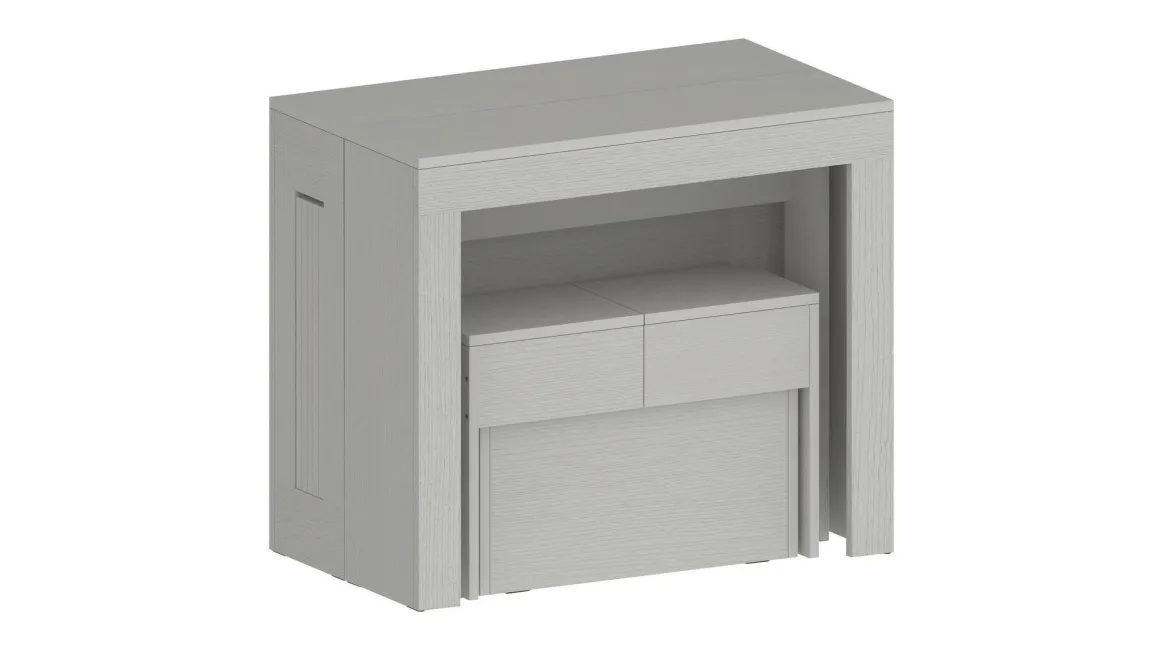 Set Tavolo E Sedie|Cucina > Dmora Set consolle allungabile 12 posti e 1 panca allungabile - Badesi Bianco Lucido
