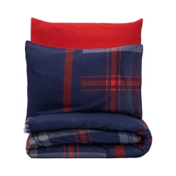Copripiumino Singolo > Dmora Set copripiumino singolo e 1 federa Tigard, 220x155 cm, Rosso e Blu Blu, Rosso