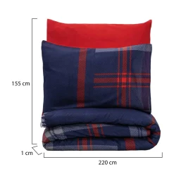 Copripiumino Singolo > Dmora Set copripiumino singolo e 1 federa Tigard, 220x155 cm, Rosso e Blu Blu, Rosso