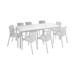 Set da esterno tavolo allungabile 10 posti e 8 sedie bianco - Cortanze