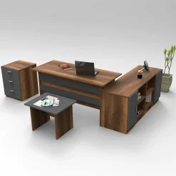 Set Da Ufficio > Dmora Set da ufficio Abutilon, Noce e Antracite Nero Antracite, Marrone Noce
