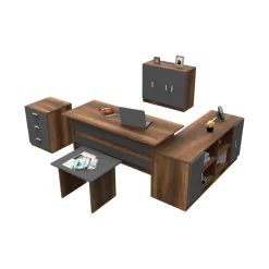 Set da ufficio Nari, Noce e Antracite