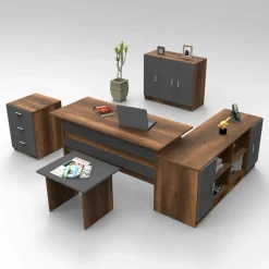 Set da ufficio Nari, Noce e Antracite