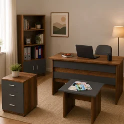 Set Da Ufficio > Dmora Set da ufficio Rebekah, Noce e Antracite Nero Antracite, Marrone Noce