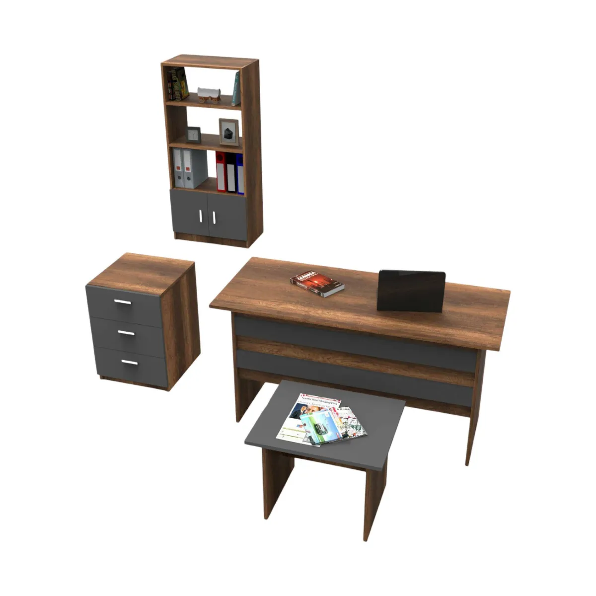 Set Da Ufficio > Dmora Set da ufficio Rebekah, Noce e Antracite Nero Antracite, Marrone Noce
