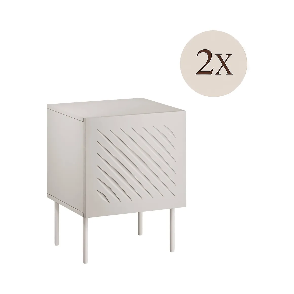 Set di 2 comodini Viano, 45x42 h59 cm, Beige