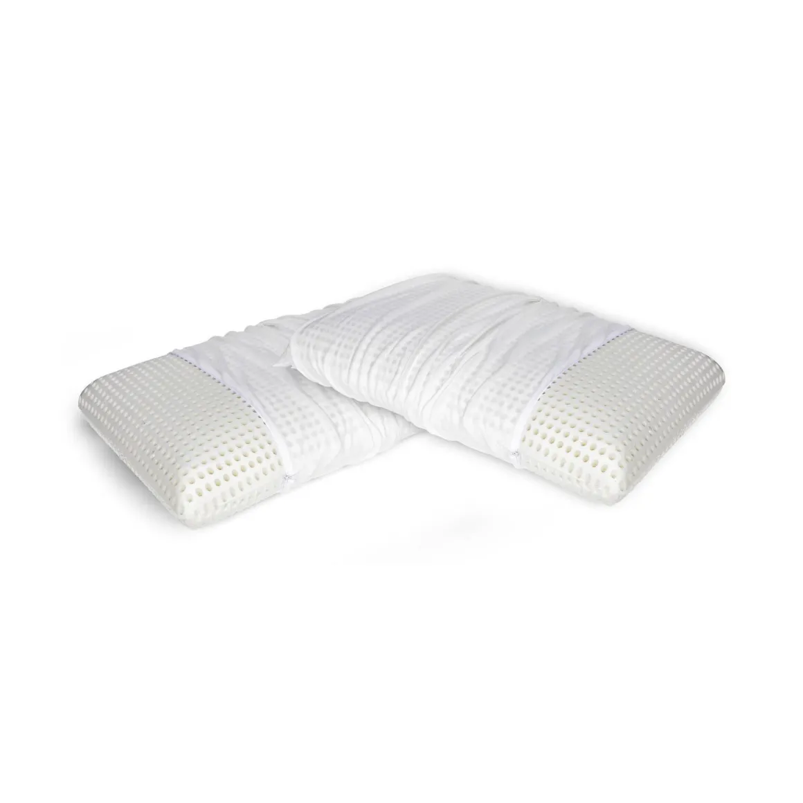 Set di 2 guanciali Basilico, Made in Italy, 70x40 h16 cm, Bianco