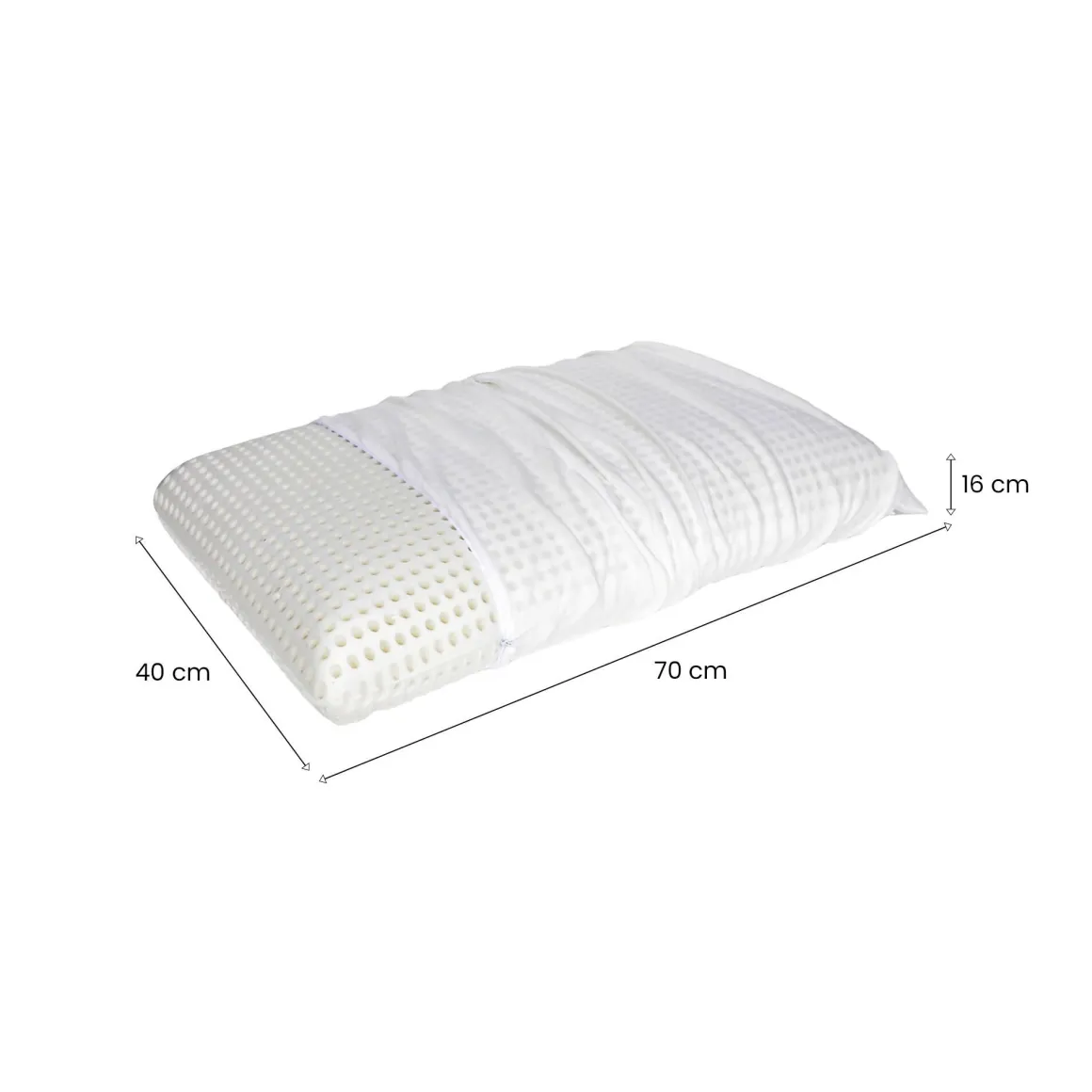 Set di 2 guanciali Basilico, Made in Italy, 70x40 h16 cm, Bianco