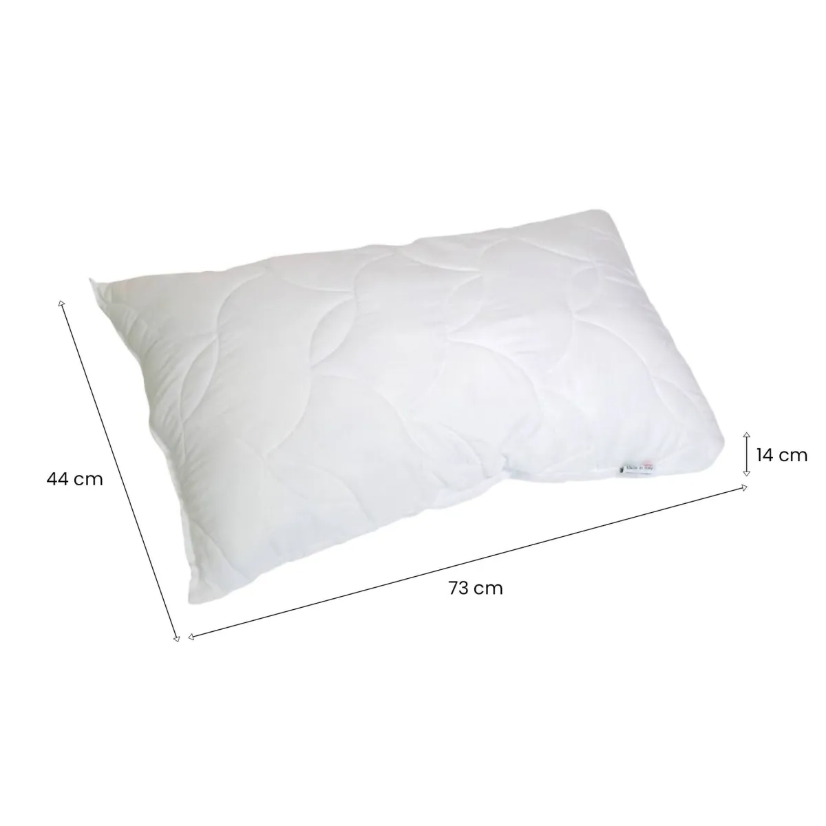 Guanciali > Dmora Set di 2 guanciali Salvia, Made in Italy, 73x44 h14 cm, Bianco Bianco, Bianco