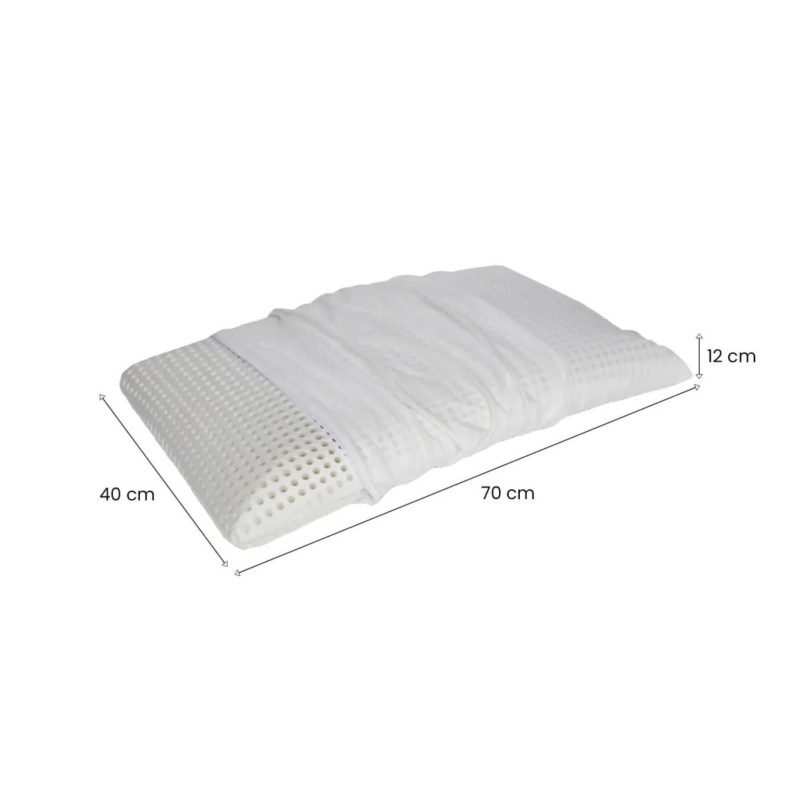 Set di 4 guanciali Timo, Made in Italy, 70x40 h12 cm, Bianco