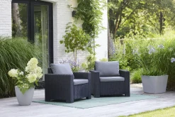 Poltrone|Poltrone Da Esterno > Dmora Set di 2 poltrone da esterno Miramichi, 83x68 h72 cm, Antracite Nero Antracite