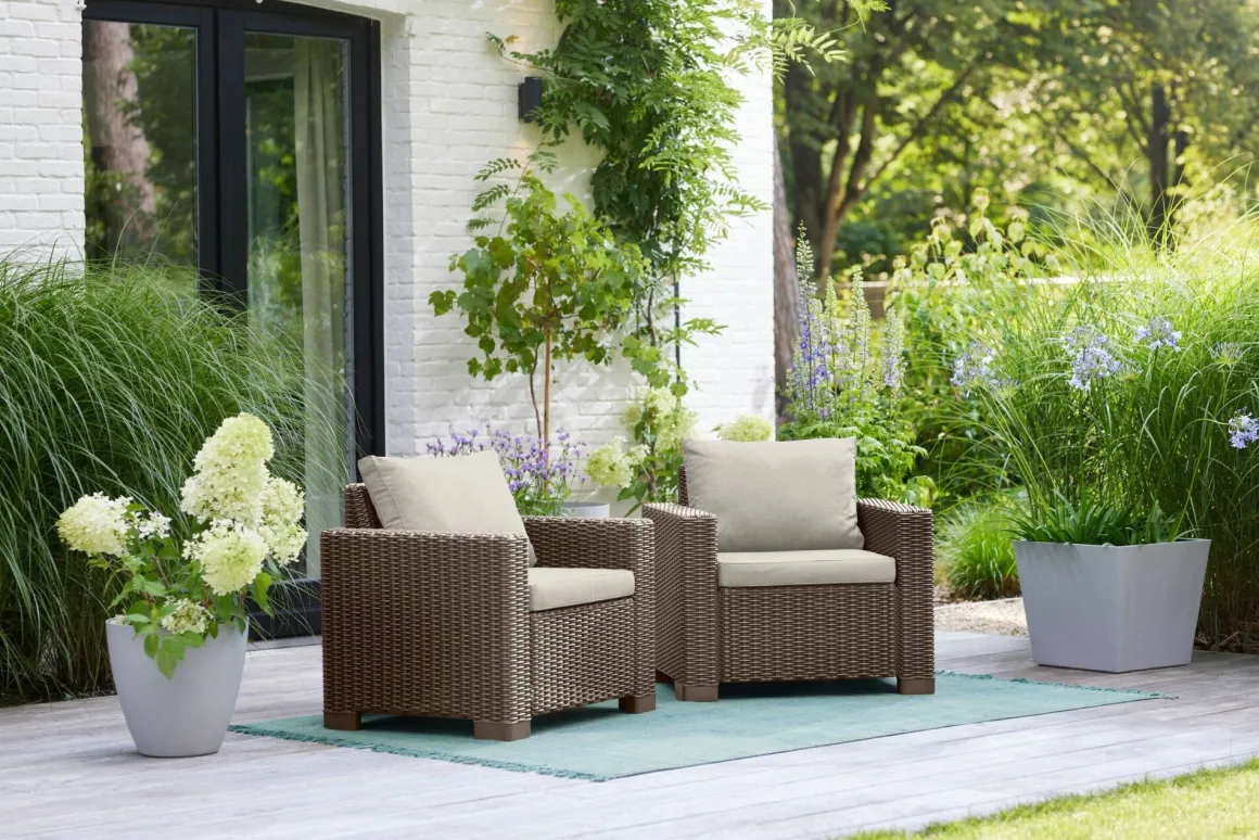 Set di 2 poltrone da esterno Miramichi, 83x68 h72 cm, Tortora