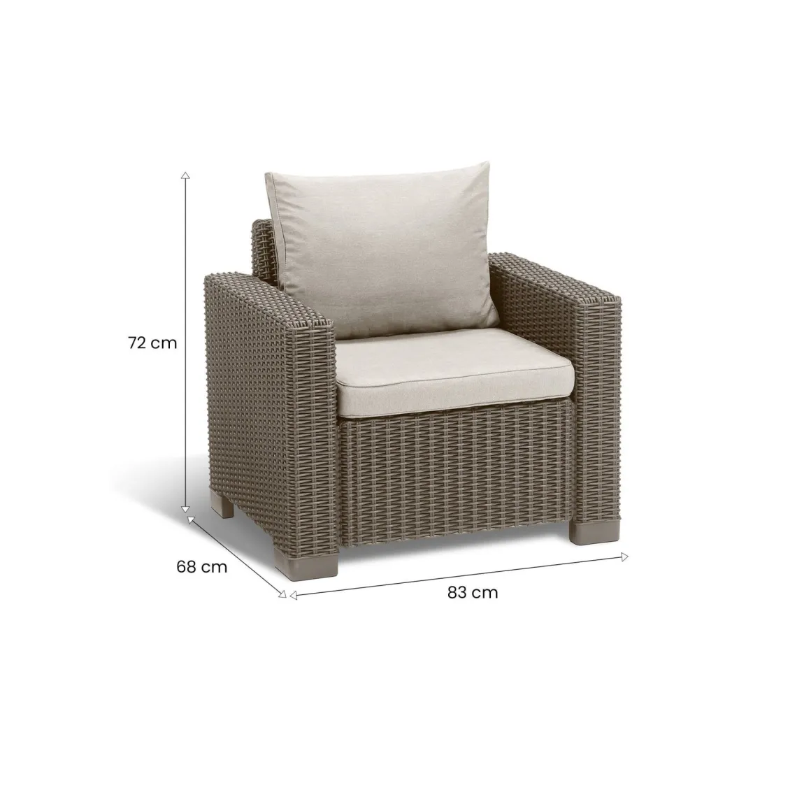Set di 2 poltrone da esterno Miramichi, 83x68 h72 cm, Tortora