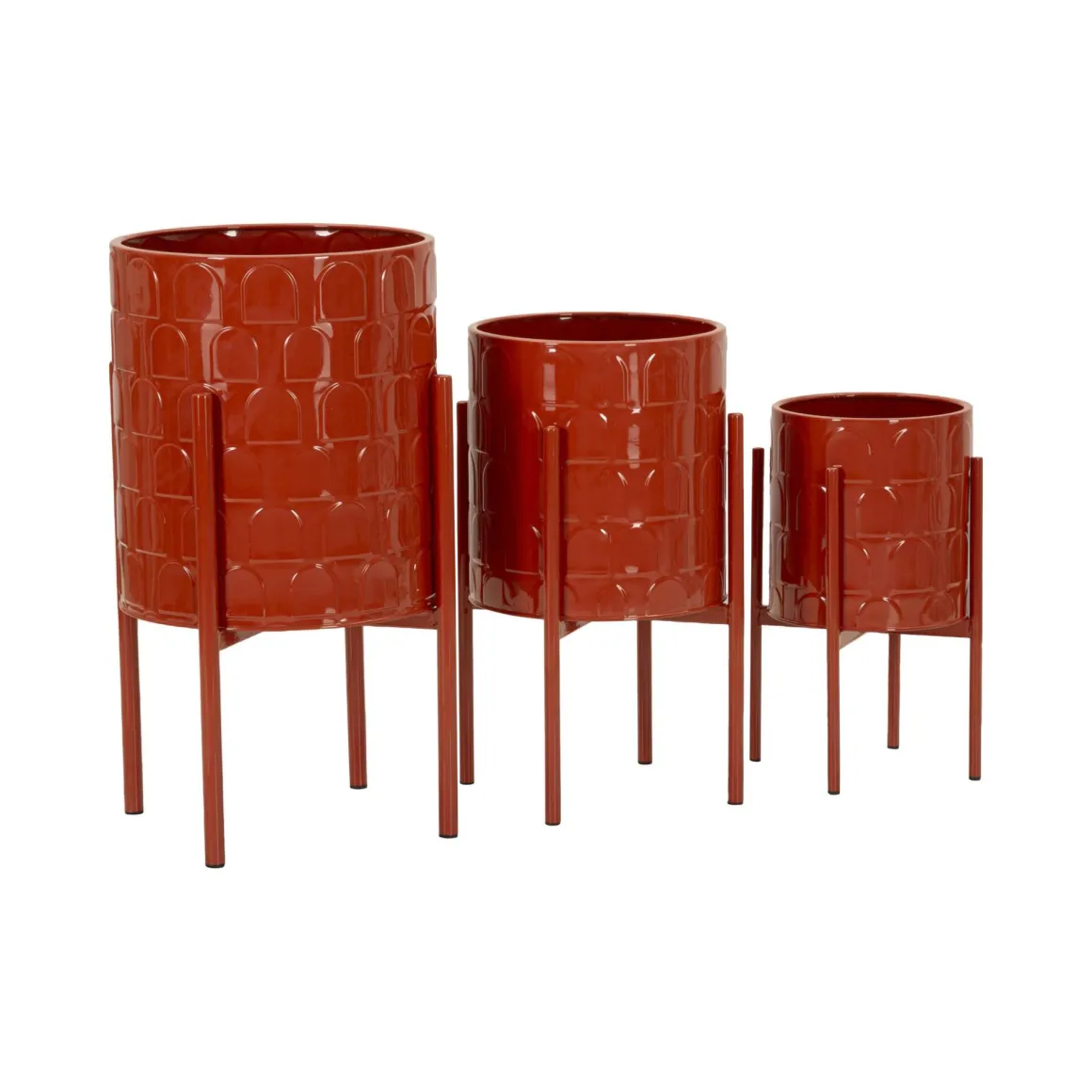 Set di 3 portavasi Cisterna, 36x36 h57 cm, Rosso
