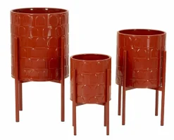 Set di 3 portavasi Cisterna, 36x36 h57 cm, Rosso