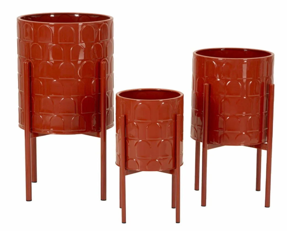 Set di 3 portavasi Cisterna, 36x36 h57 cm, Rosso
