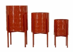 Set di 3 portavasi Cisterna, 36x36 h57 cm, Rosso