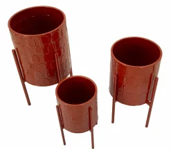 Set di 3 portavasi Cisterna, 36x36 h57 cm, Rosso