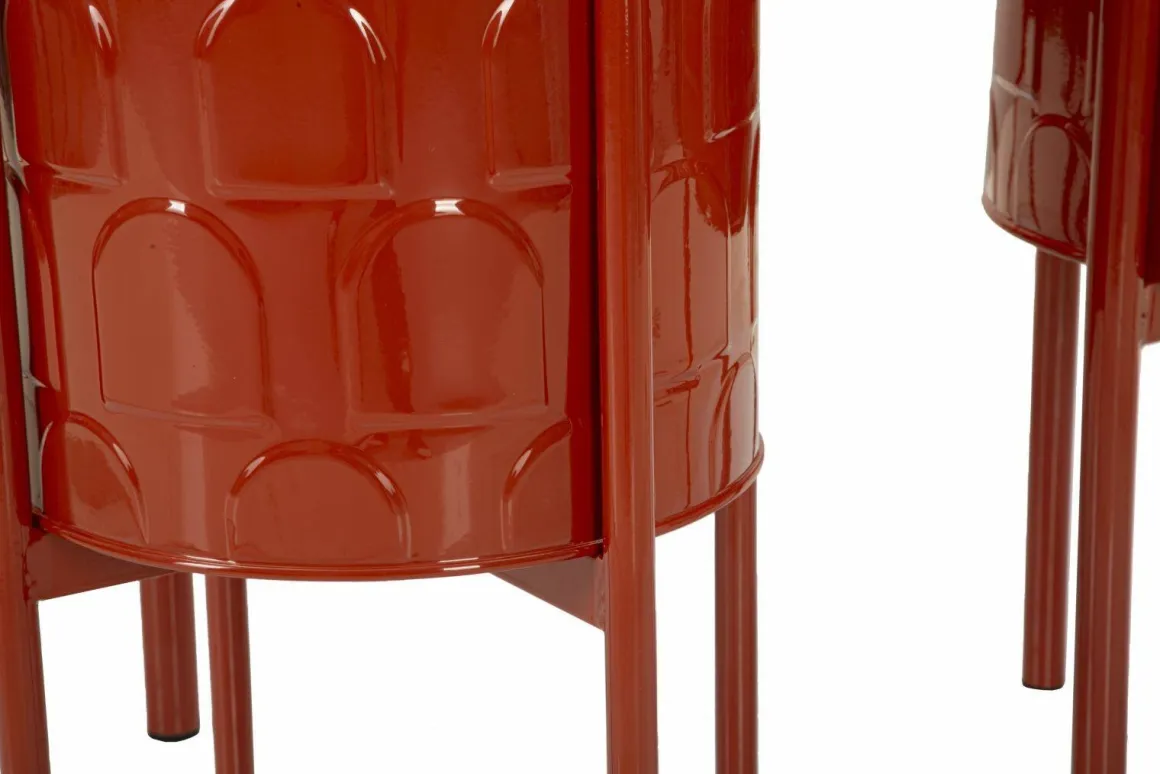 Set di 3 portavasi Cisterna, 36x36 h57 cm, Rosso