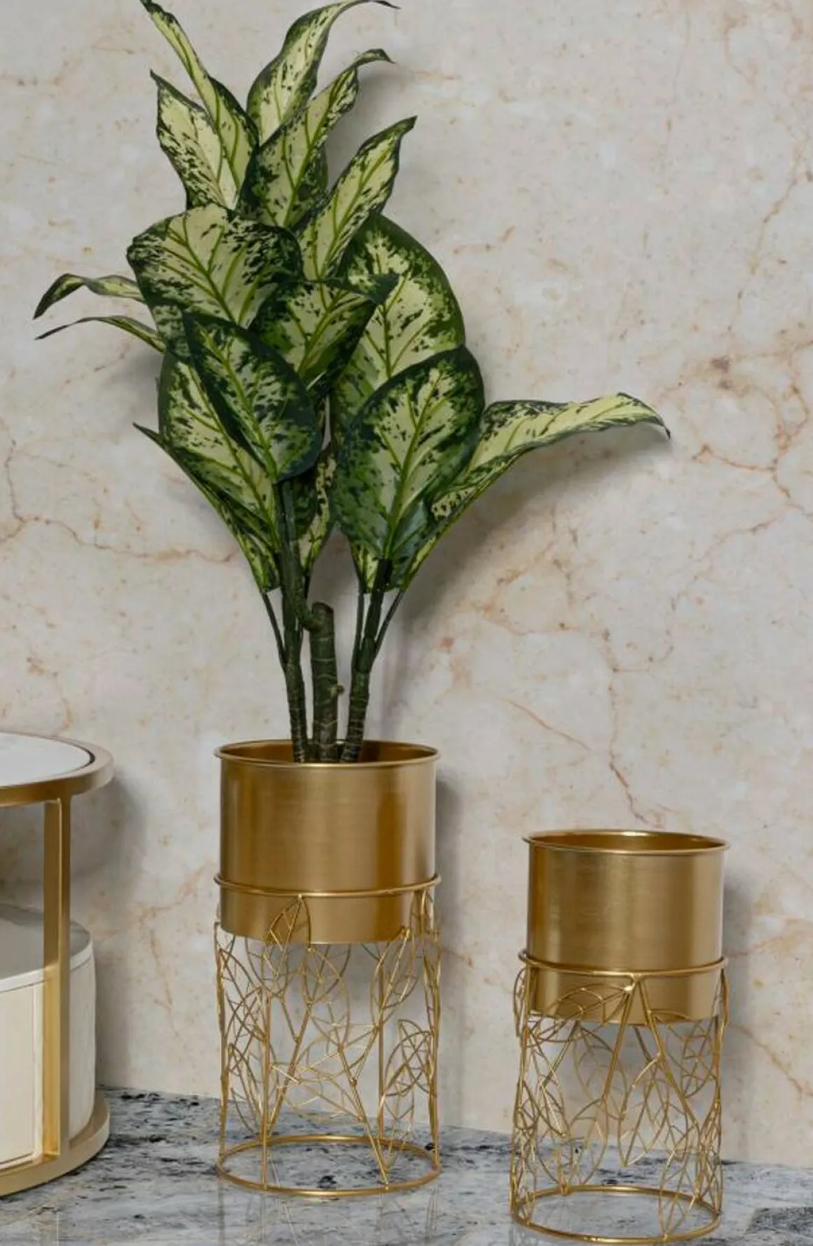 Set di 2 portavasi Godego, 23x23 h43 cm, Oro
