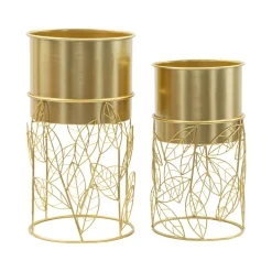 Set di 2 portavasi Godego, 23x23 h43 cm, Oro