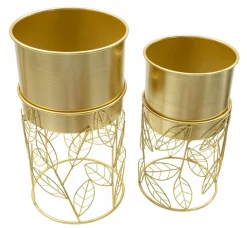 Set di 2 portavasi Godego, 23x23 h43 cm, Oro