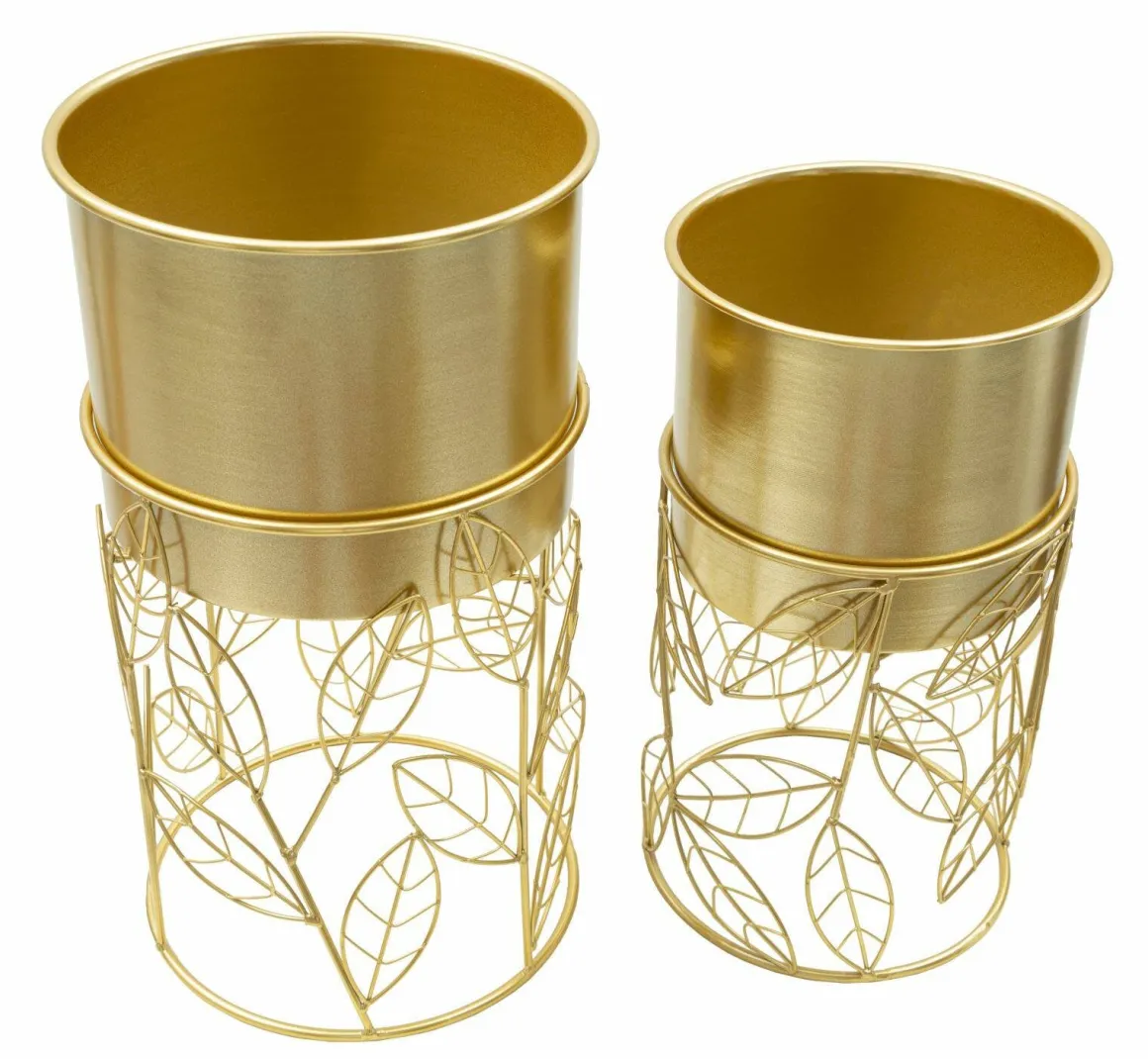 Set di 2 portavasi Godego, 23x23 h43 cm, Oro