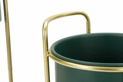 Set di 2 portavasi Rangone, 24x24 h70 cm, Verde e Oro