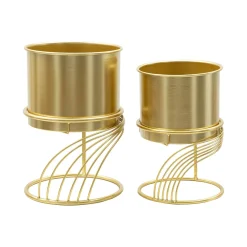 Oggettistica|Vasi > Dmora Set di 2 portavasi Sauri, 23x23 h36 cm, Oro