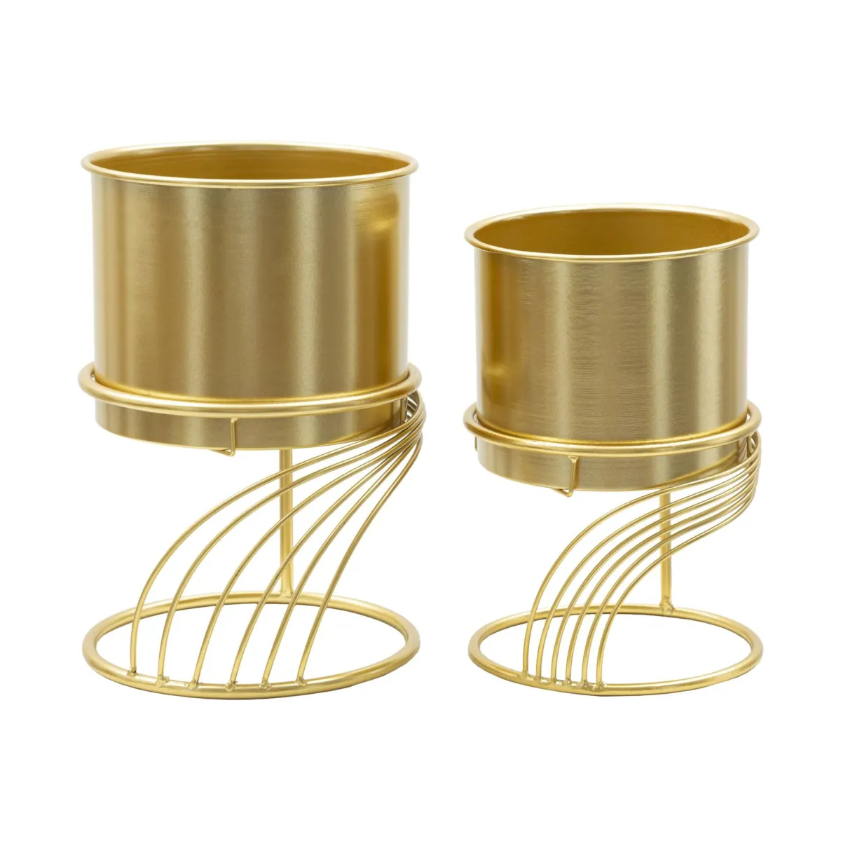 Oggettistica|Vasi > Dmora Set di 2 portavasi Sauri, 23x23 h36 cm, Oro