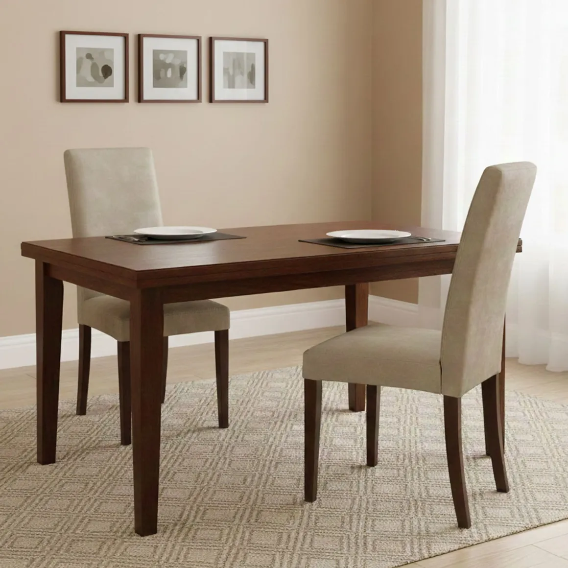 Set di Sedie Beige Marrone Noce 2 Sedie Effetto Velluto, Imbottito - Ferraris