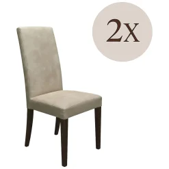Set di Sedie Beige Marrone Noce 2 Sedie Effetto Velluto, Imbottito - Ferraris