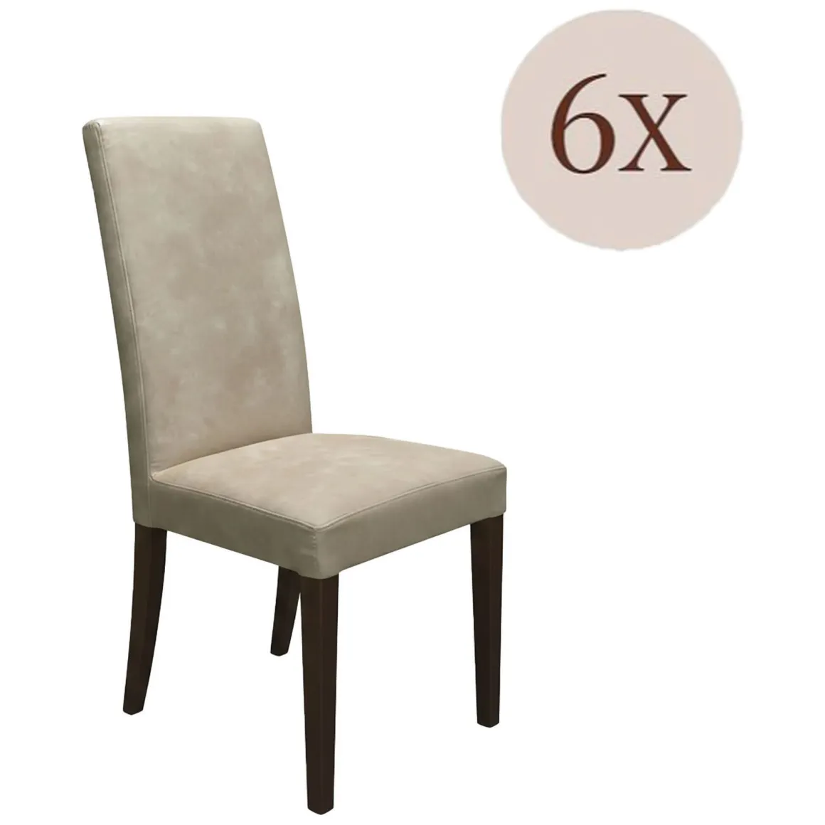 Set di Sedie Beige Marrone Noce 6 Sedie Effetto Velluto, Imbottito - Ferraris