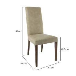 Set di Sedie Beige Marrone Noce 6 Sedie Effetto Velluto, Imbottito - Ferraris