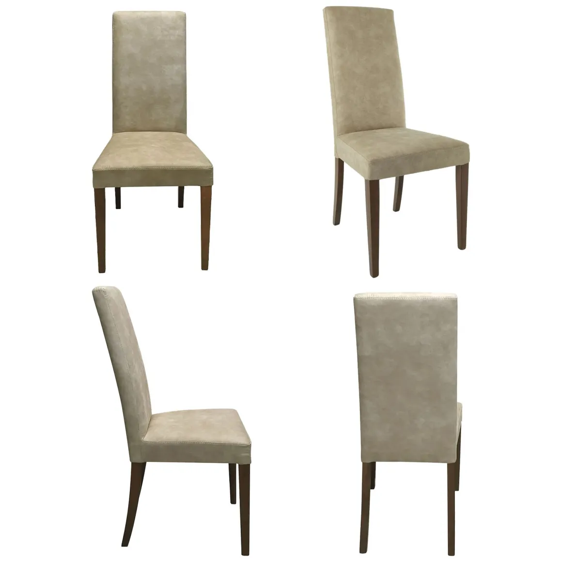 Set di Sedie Beige Marrone Noce 6 Sedie Effetto Velluto, Imbottito - Ferraris