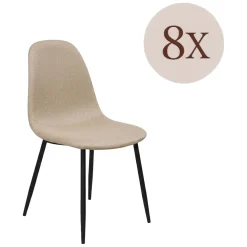 Set di Sedie Beige Nero 8 Sedie Imbottito, Effetto Corda - Zambrone