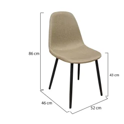 Set di Sedie Beige Nero 8 Sedie Imbottito, Effetto Corda - Zambrone