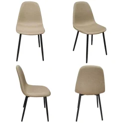 Set di Sedie Beige Nero 8 Sedie Imbottito, Effetto Corda - Zambrone