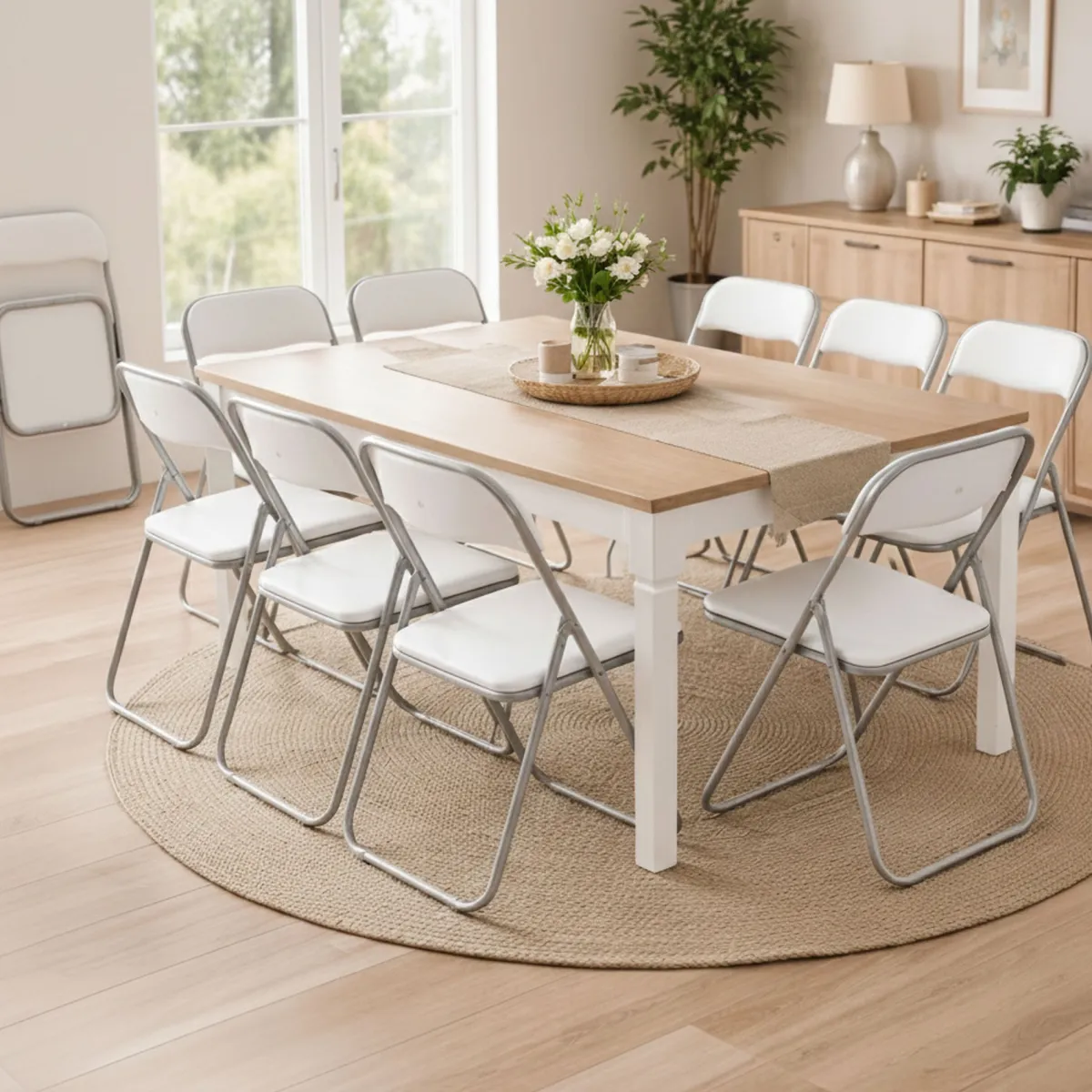 Sedie > Dmora Set di Sedie Bianco Grigio 10 Sedie Imbottito, Peso Supportato 80 kg - Antenore Grigio, Bianco