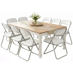 Sedie > Dmora Set di Sedie Bianco Grigio 10 Sedie Imbottito, Peso Supportato 80 kg - Antenore Grigio, Bianco