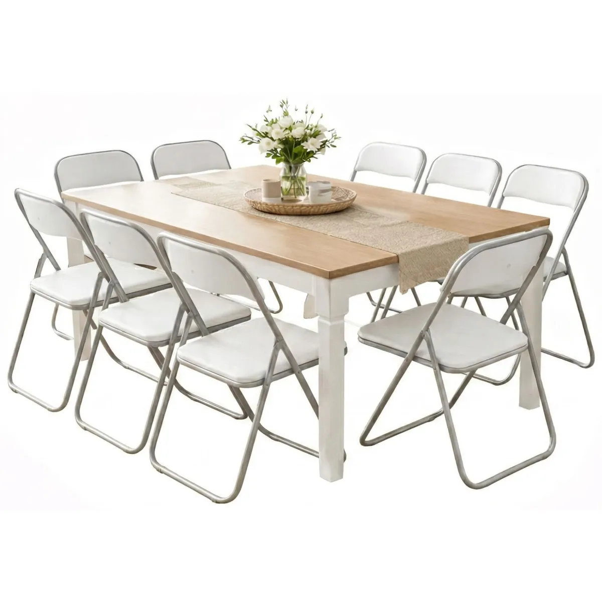 Sedie > Dmora Set di Sedie Bianco Grigio 10 Sedie Imbottito, Peso Supportato 80 kg - Antenore Grigio, Bianco