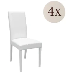 Set di Sedie Bianco 4 Sedie Imbottito, Effetto Laccato - Ferraris