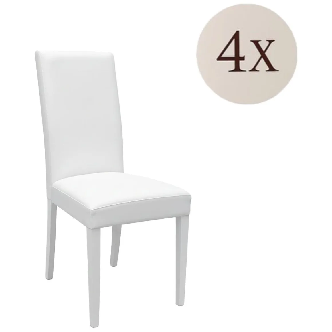 Set di Sedie Bianco 4 Sedie Imbottito, Effetto Laccato - Ferraris