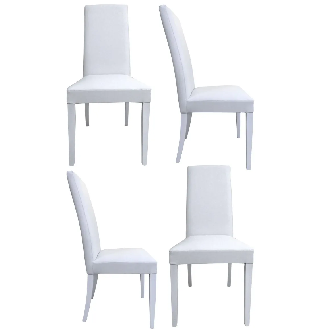 Set di Sedie Bianco 4 Sedie Imbottito, Effetto Laccato - Ferraris