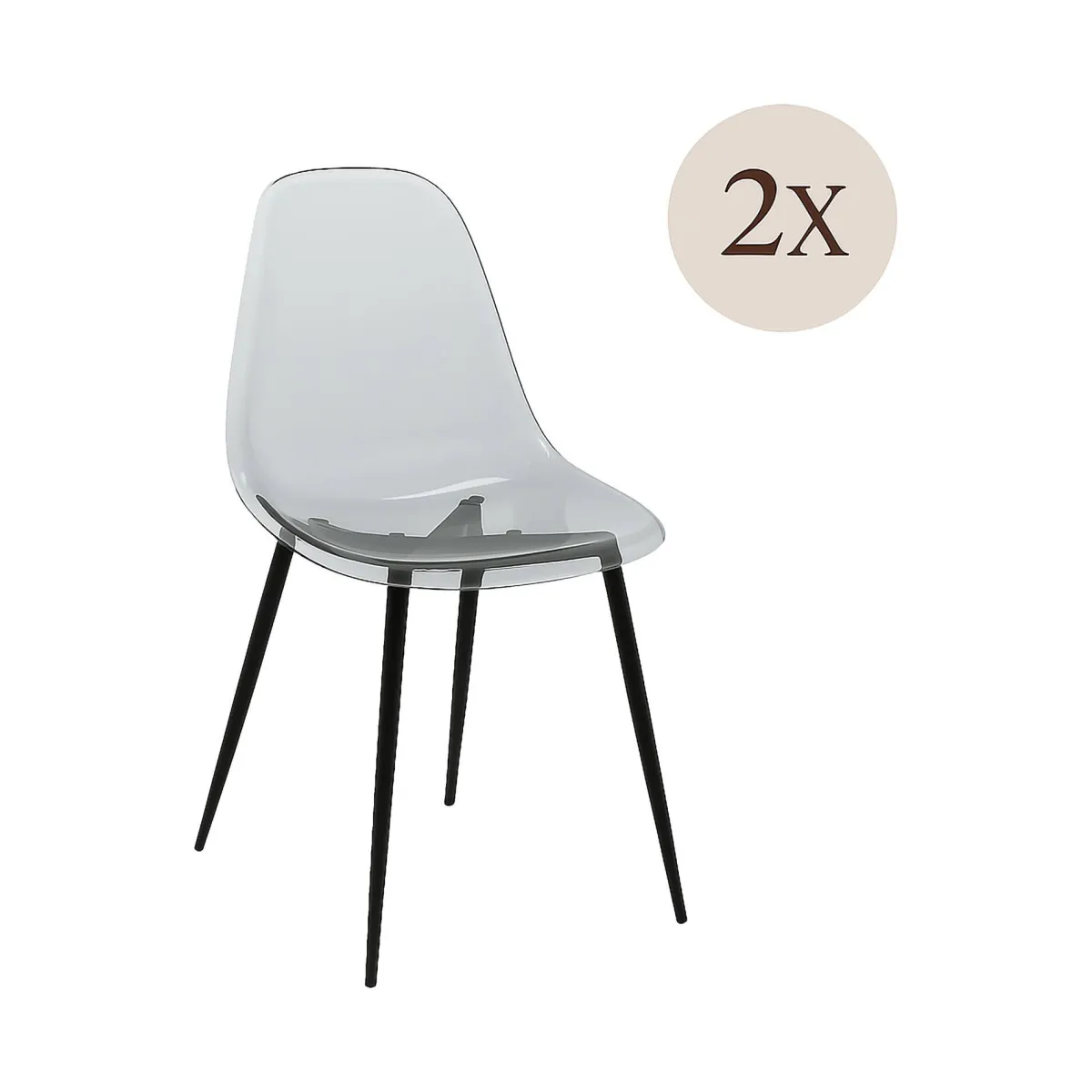 Sedie > Dmora Set di 2 sedie casual in plastica fume - Amstrong Grigio Fume