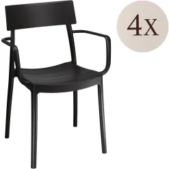 Sedie Da Esterno|Sedie > Dmora Set di 4 sedie da balcone impilabili antracite - Dompu Grigio Antracite