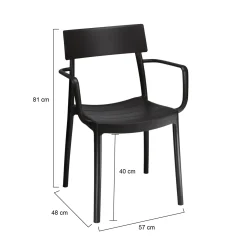 Sedie Da Esterno|Sedie > Dmora Set di 4 sedie da balcone impilabili antracite - Dompu Grigio Antracite