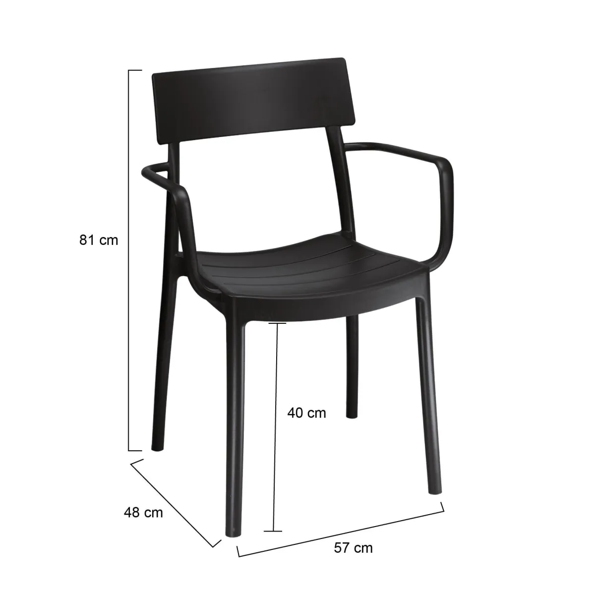 Sedie Da Esterno|Sedie > Dmora Set di 4 sedie da balcone impilabili antracite - Dompu Grigio Antracite