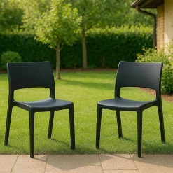 Set di 2 sedie da cortile impilabili antracite - Zircone