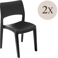 Set di 2 sedie da cortile impilabili antracite - Zircone